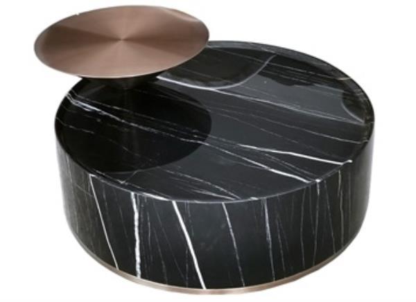 酒吧會(huì)所輕奢子母組合大理石圓茶幾