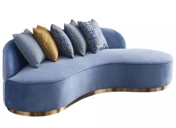 意式酒吧輕奢簡約異形絨皮沙發