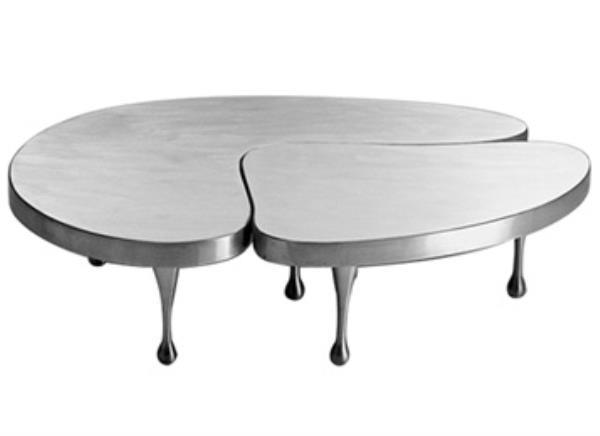 商務KTV現代簡約激光切割不銹鋼異形茶幾臺