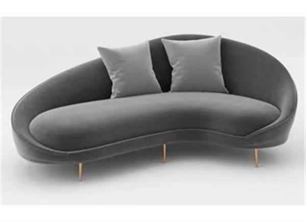 北歐會所酒吧弧形絨布休閑卡座沙發